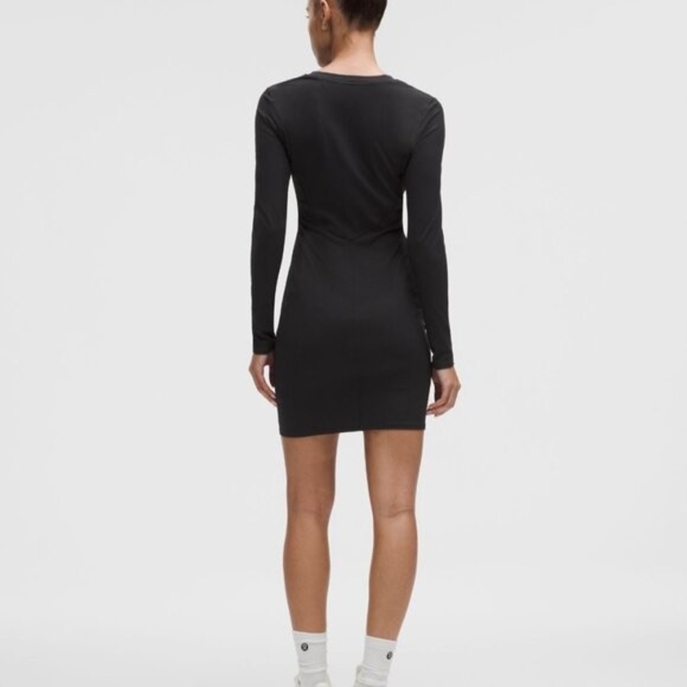 All Aligned Ribbed Long-Sleeve Henley Dress - Picture 2 of 3